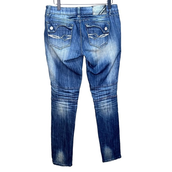 Y2K Almost Famous Distressed Skinny Moto Jeans Size 7 - Picture 10 of 13